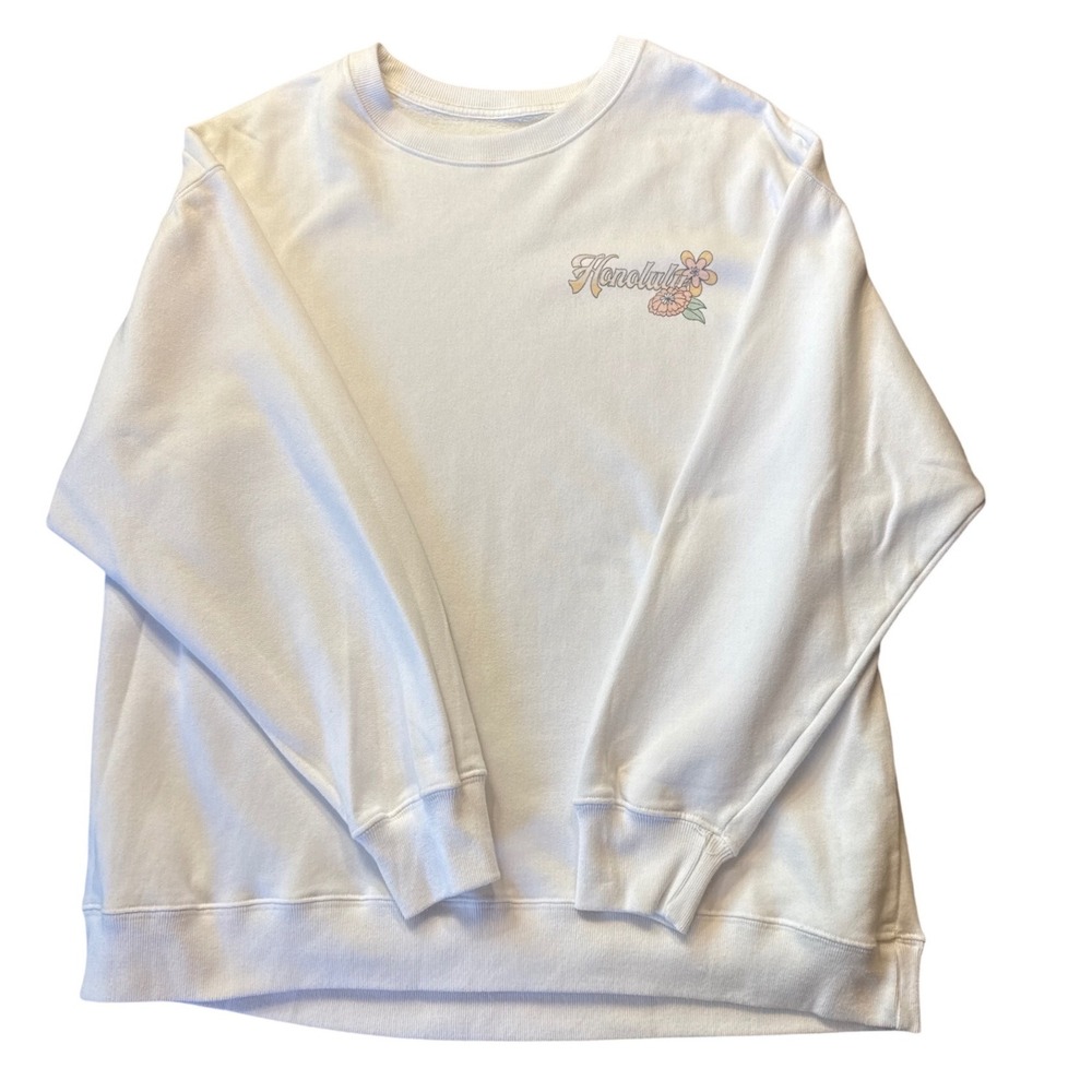 Hollister Honolulu Sweatshirt Women Large White Forever Coastal Beachy
